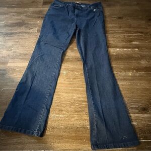 Woman Within Navy Wide Leg Jeans 16 W Tall Dark Wash Denim